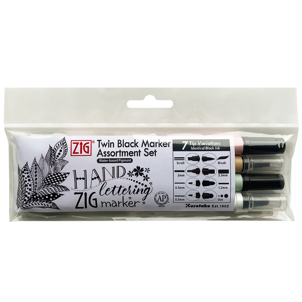 Black Twin Marker Set / 4-Pen Set (MSTC-4VBK)
