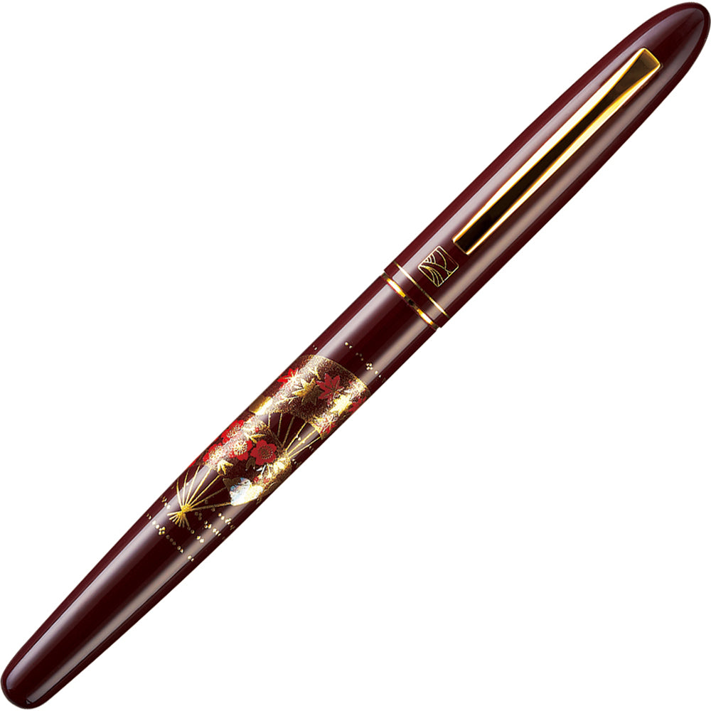 Kuretake Letter Pen Makie Monogatari Folding Fan, Dark Red (ER187-110)
