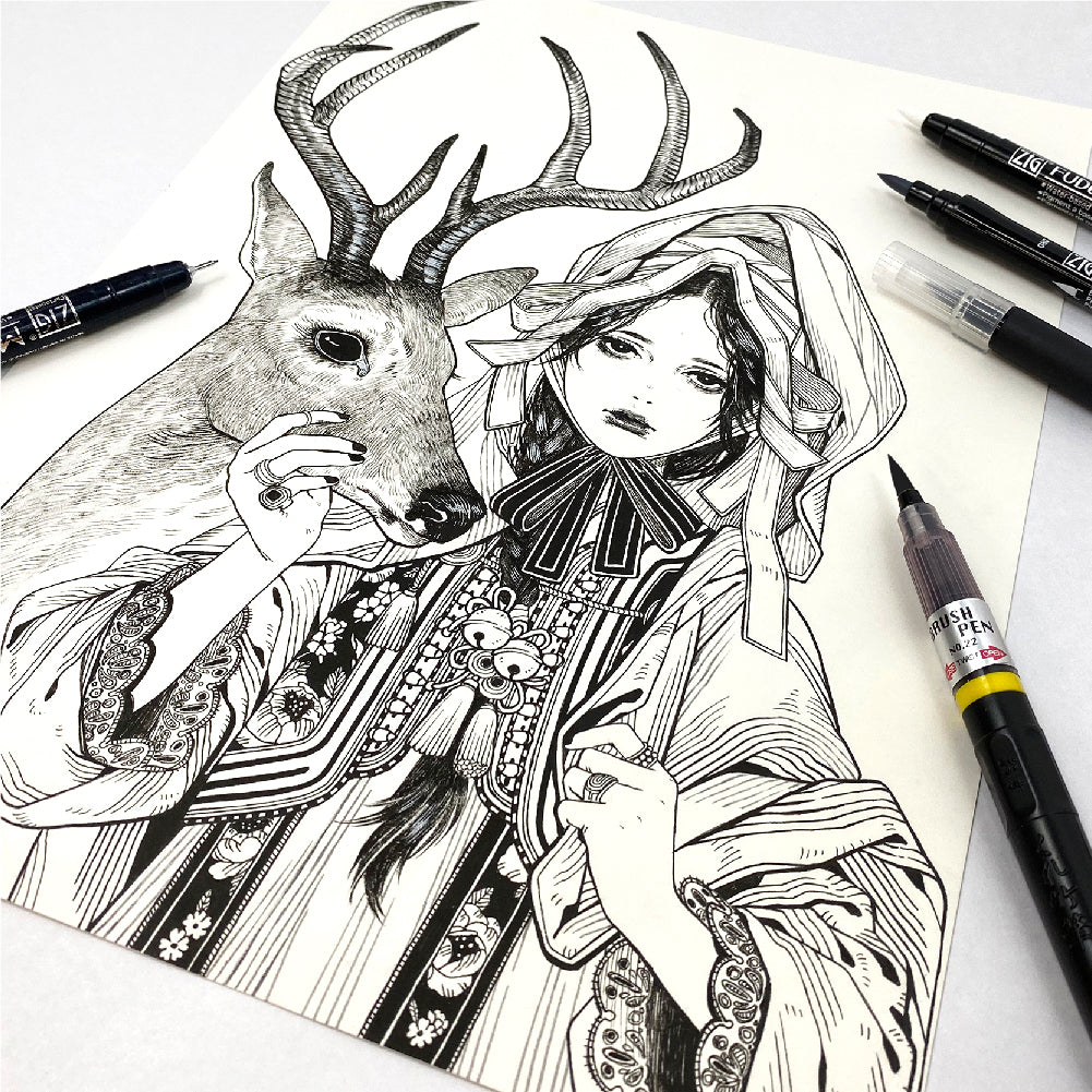 ZIG ILLUSTRATION BASIC SET2 Brush Pen 5V (IKTB-21/5V)