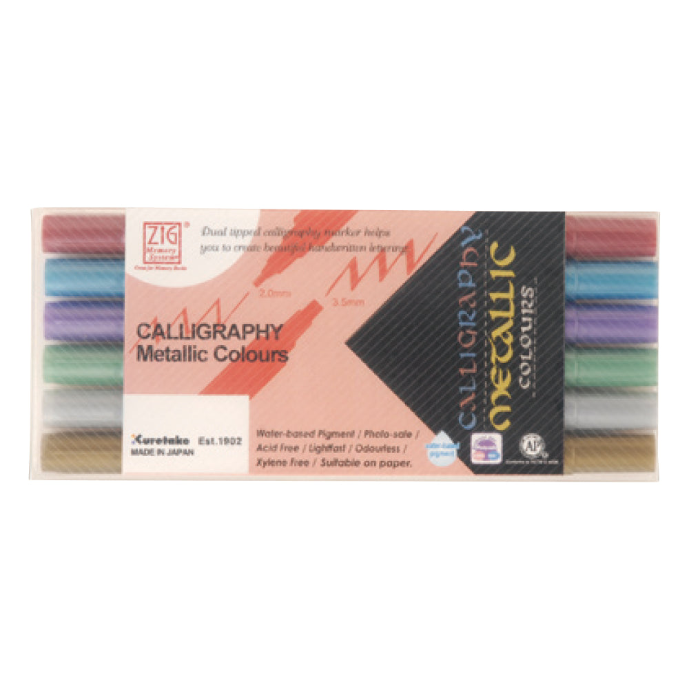 ZIG Memory System Calligraphy Metallic Colors 6 Color Set (MS-8400/6V)