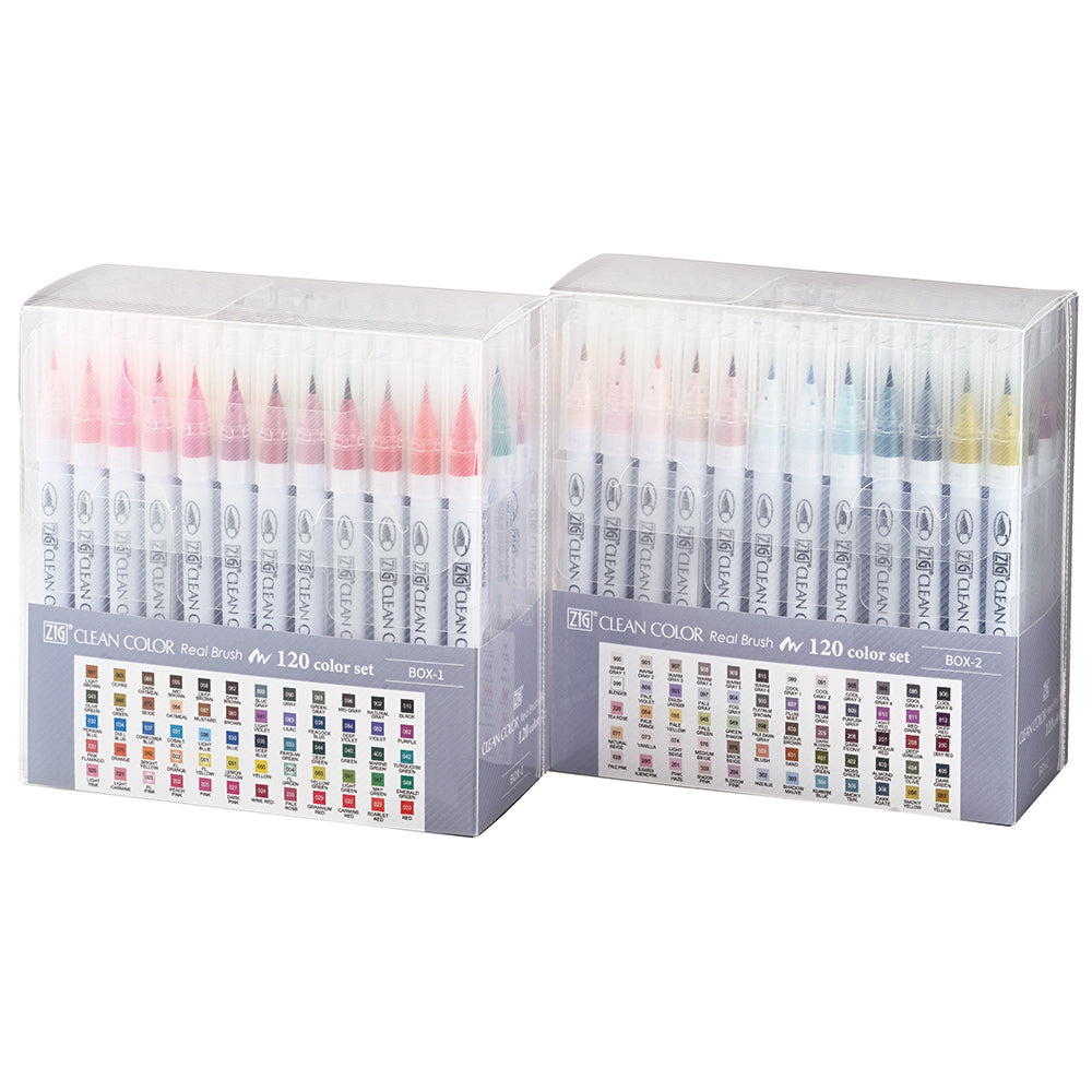 Kuretake ZIG CLEAN COLOR Real Brush Pen Set, 120 Colors (RB-6000AT/120V)