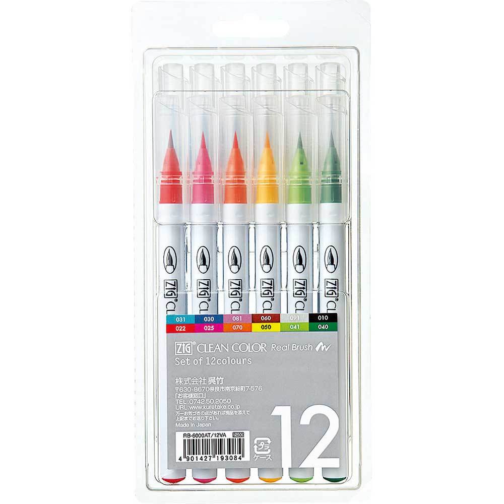 ZIG CLEAN COLOR Real Brush 12-Color Set (RB-6000AT/12VA)