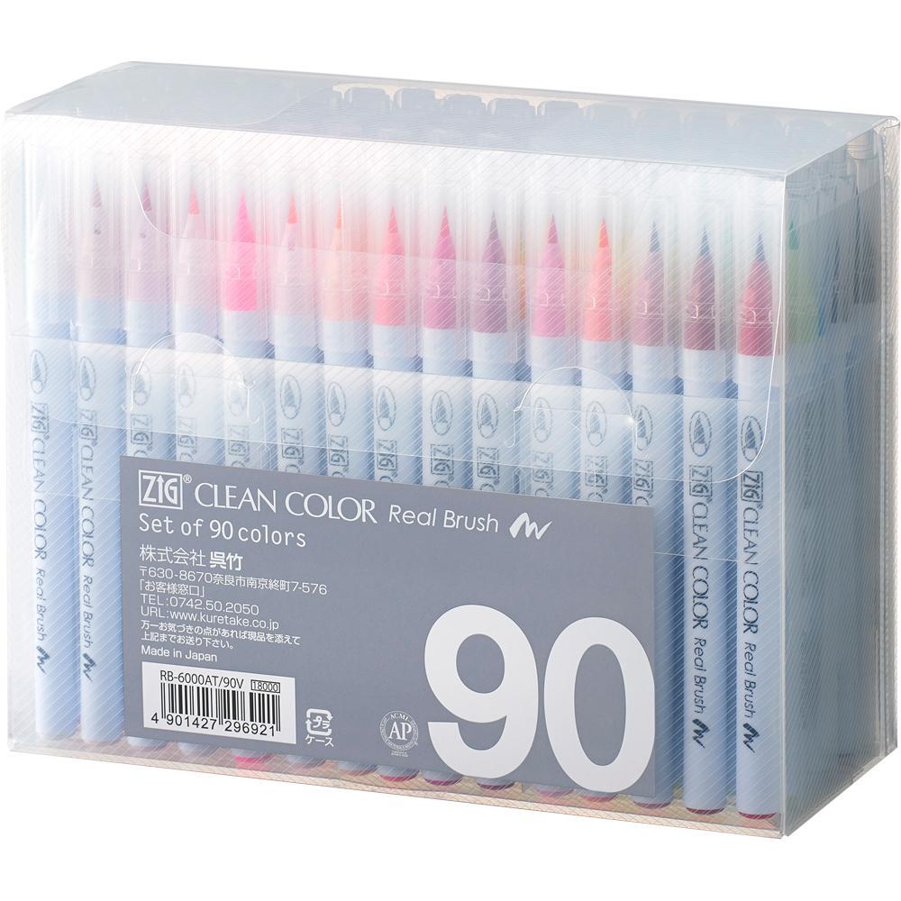 Kuretake ZIG CLEAN COLOR Real Brush Pen 90 Color Set (RB-6000AT/90V)