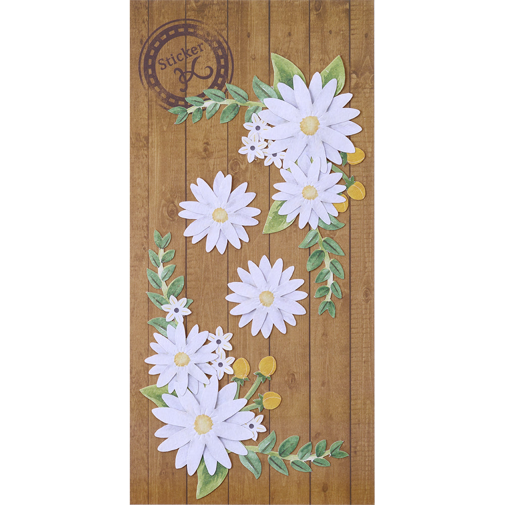 HANDMADE STICKER K WHITE FLOWERS (SBST501-5)