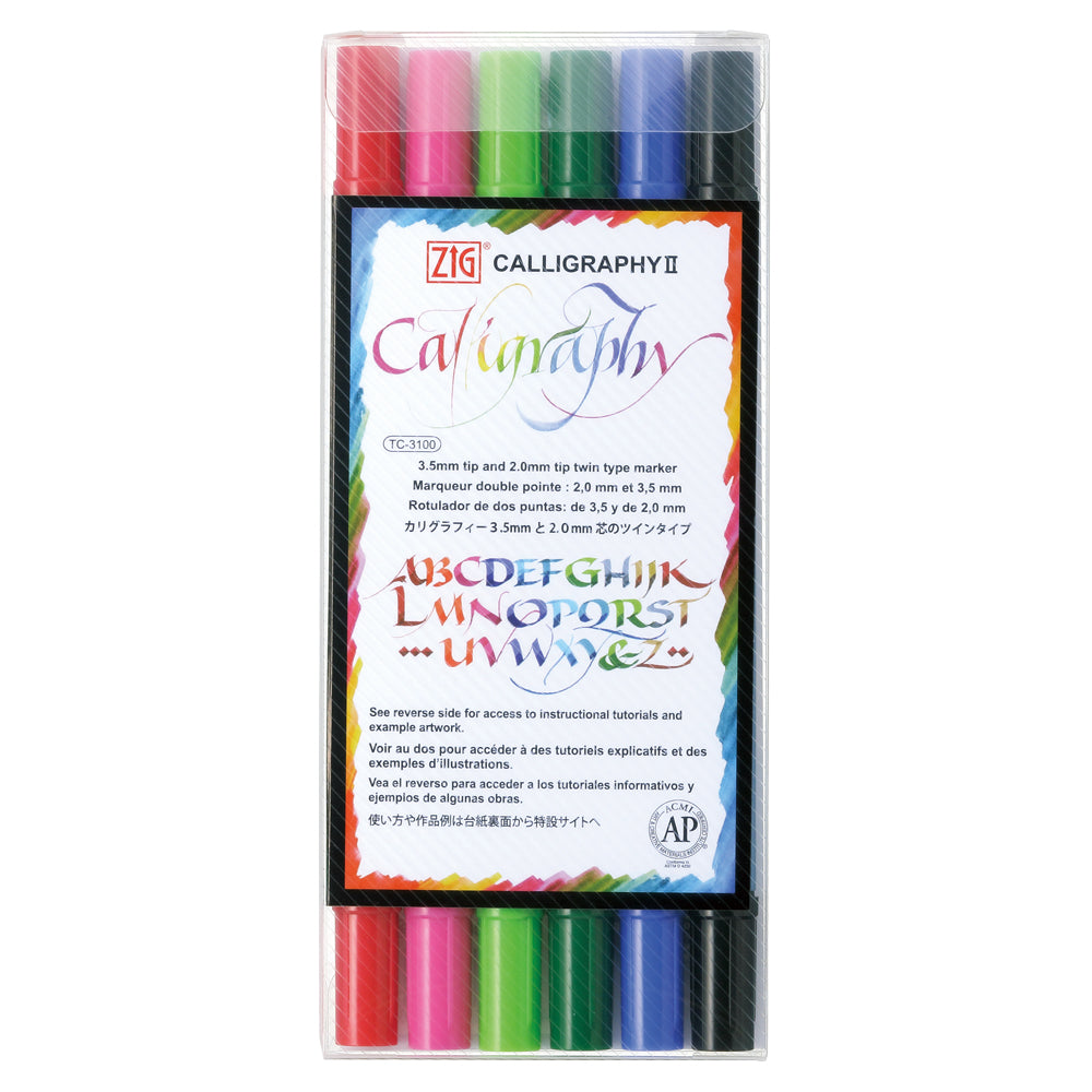 ZIG Calligraphy II 6 Color Set (TC-3100/6V)