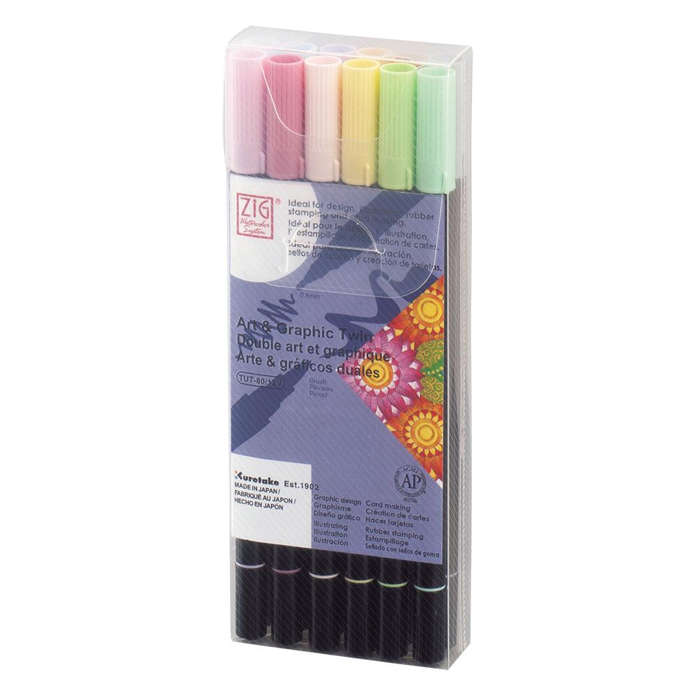 ZIG Art & Graphic Twin PALE 12 Color Set (TUT-80/12VPA)