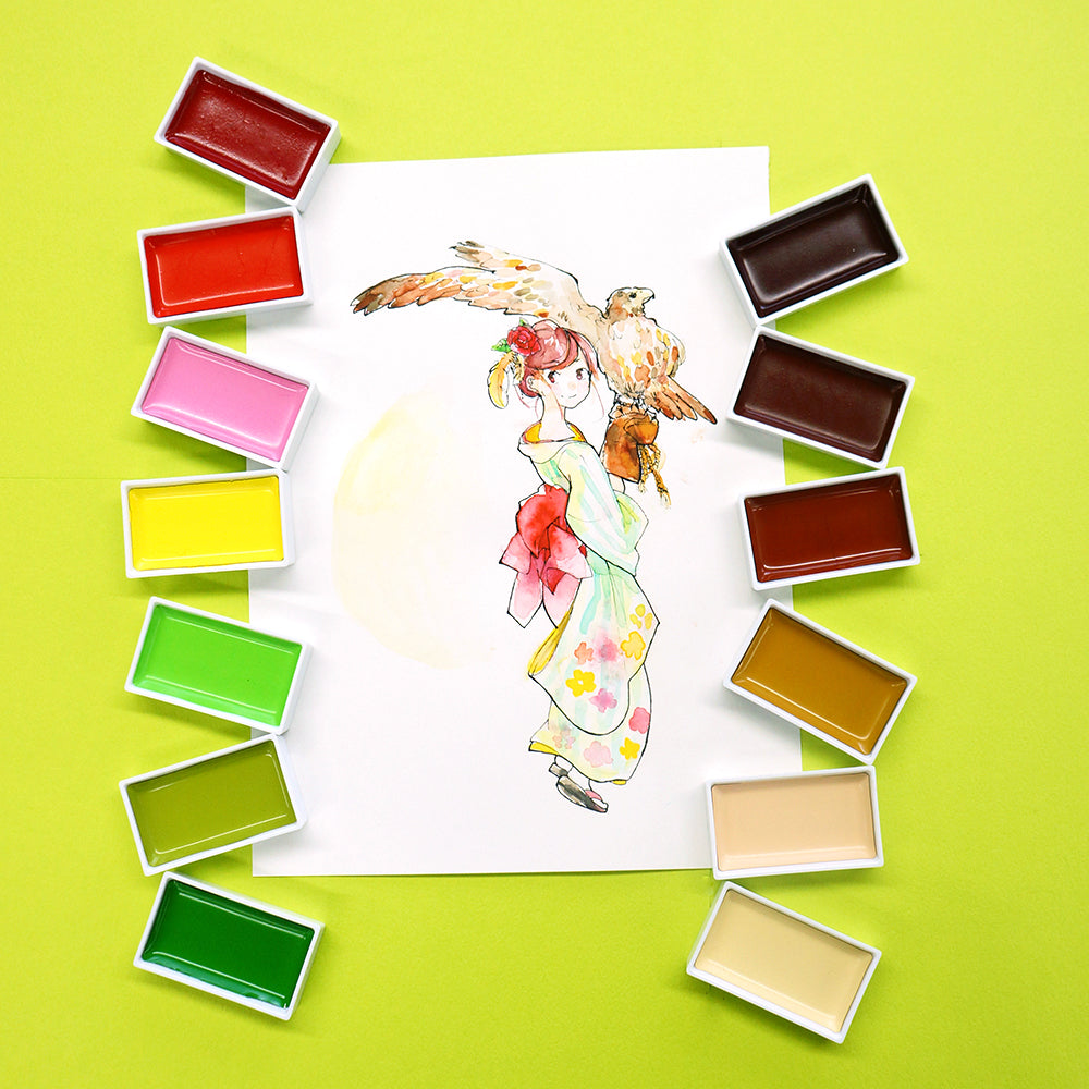 呉竹顔彩耽美 本格絵てがみセット 桐箱入り MC22-7