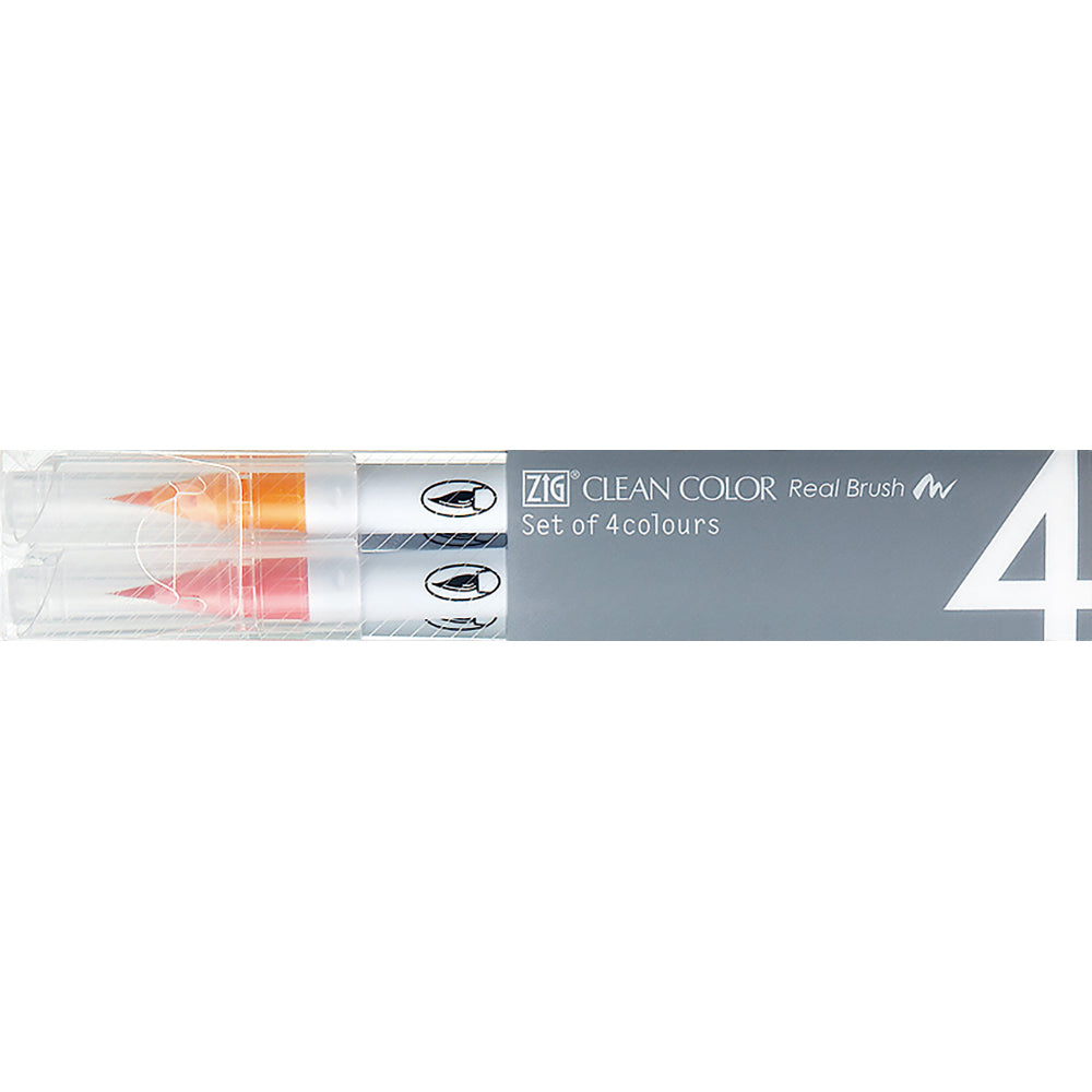 ZIG CLEAN COLOR Real Brush 4-Color Set A, Pale Colors (RB-6000AT/4VA)