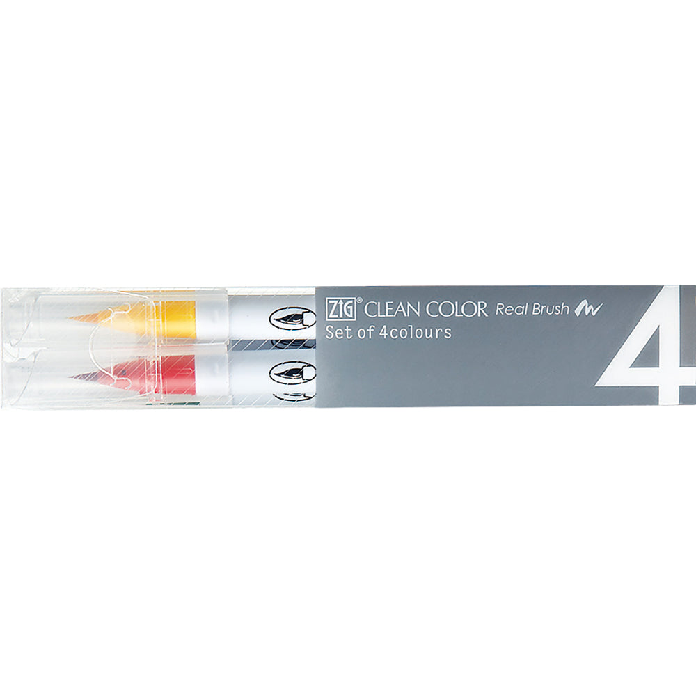 ZIG CLEAN COLOR Real Brush 4 Color Set C Pure Color (RB-6000AT/4VC)