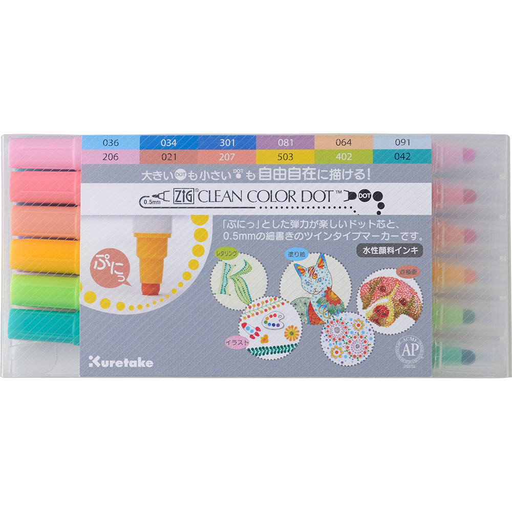 ZIG CLEAN COLOR DOT 12-Color Set (TC-6100/12V)