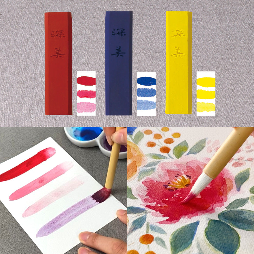 Watercolors 3 Colors + Glass Inkstone Set (AK8/3VGA)