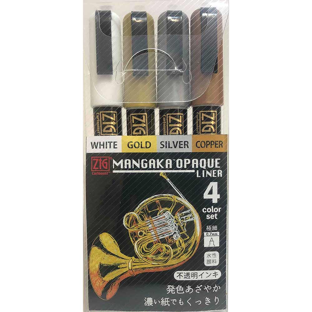 ZIG Cartoonist MANGAKA OPAQUE LINER 4V (Opaque Liner 4-color Set) CNMOL/4V