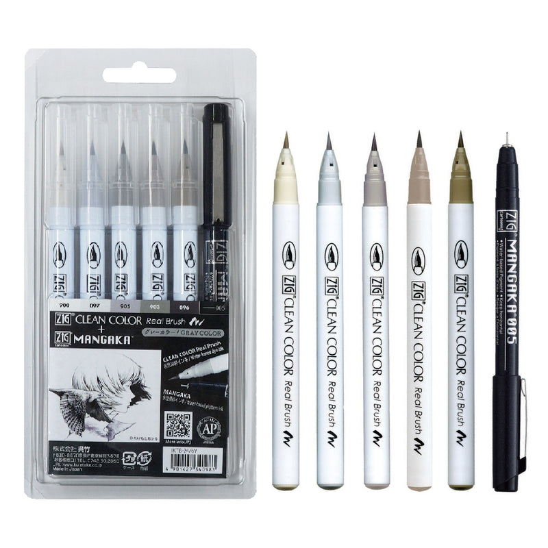 【新商品】ZIG CLEAN COLOR REAL BRUSH ＋MANGAKA/ 6本セット　(IKTB-24/6V)