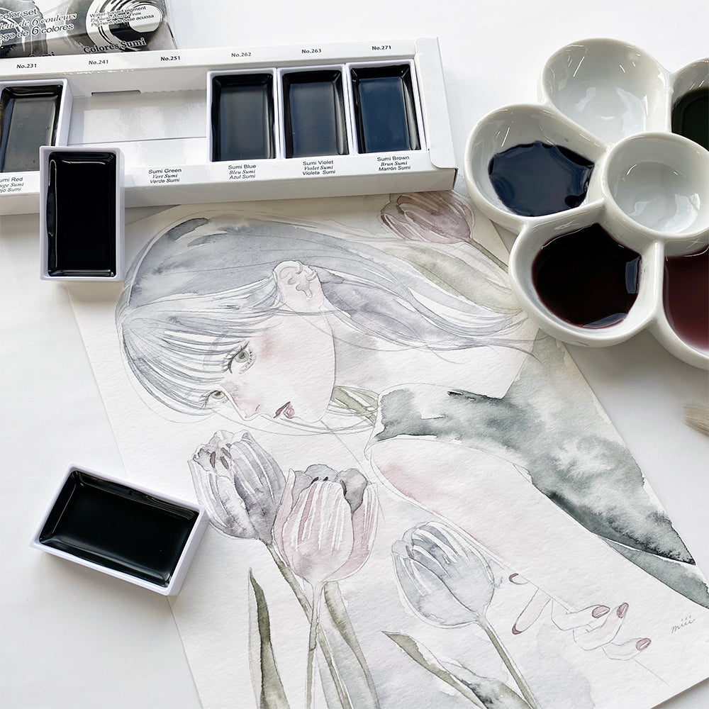 Gansai Tambi Sumi Colors 6-Color Set (MC20SU/6VOS)