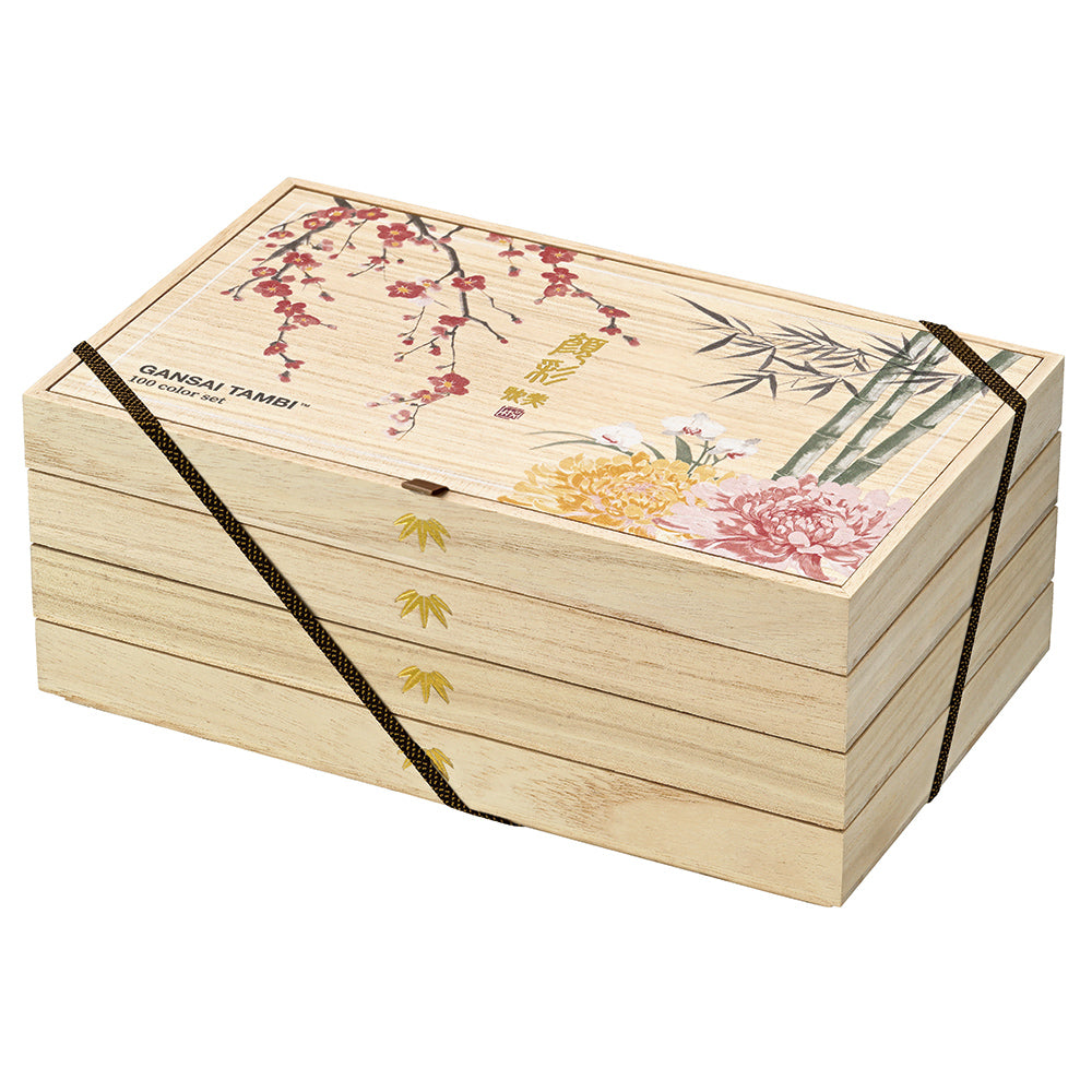 Kuretake Gansai Tambi 100-Color Set IV in Paulownia Wood Box (MC20/100WD4)