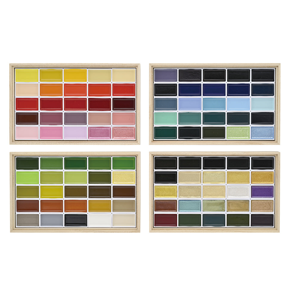 Kuretake Gansai Tambi 100-Color Set IV in Paulownia Wood Box (MC20/100WD4)