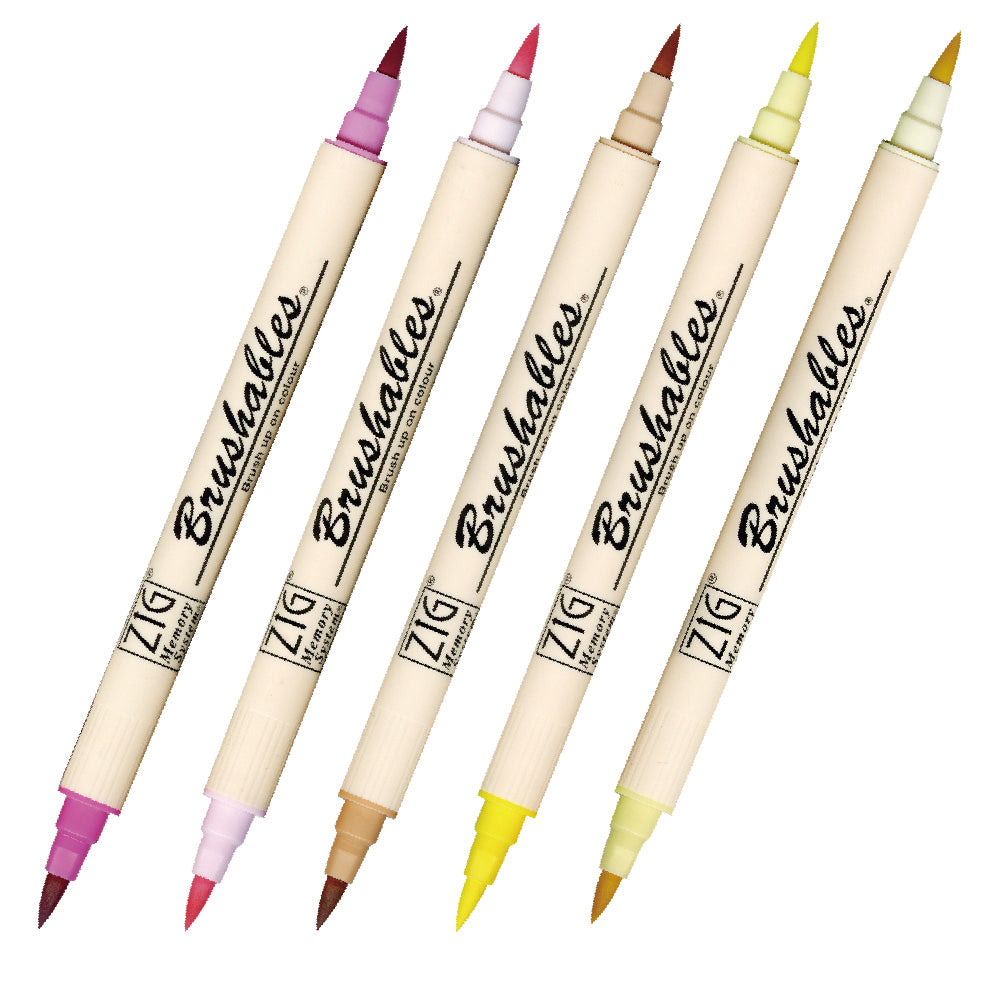 ZIG Memory System Brushables 5-Pen Set Pink & Orange