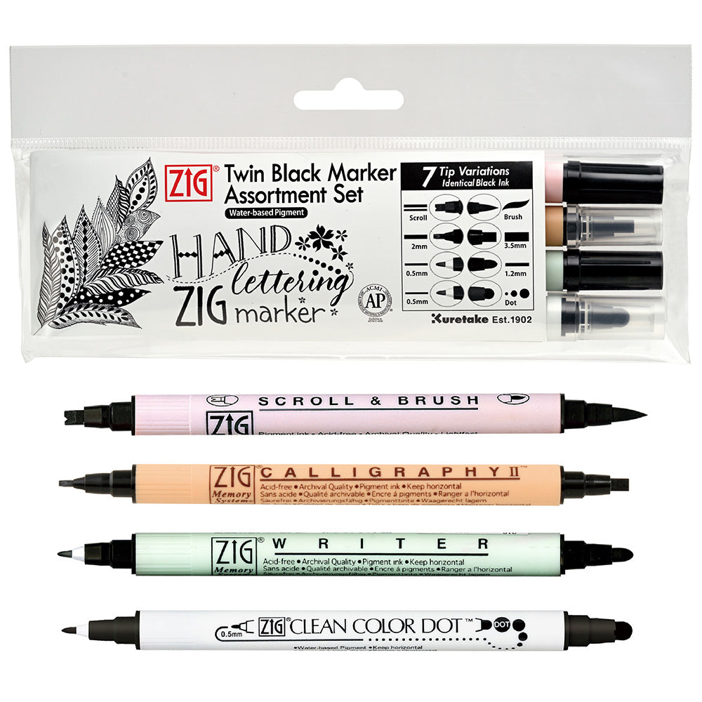 Black Twin Marker Set / 4-Pen Set (MSTC-4VBK)