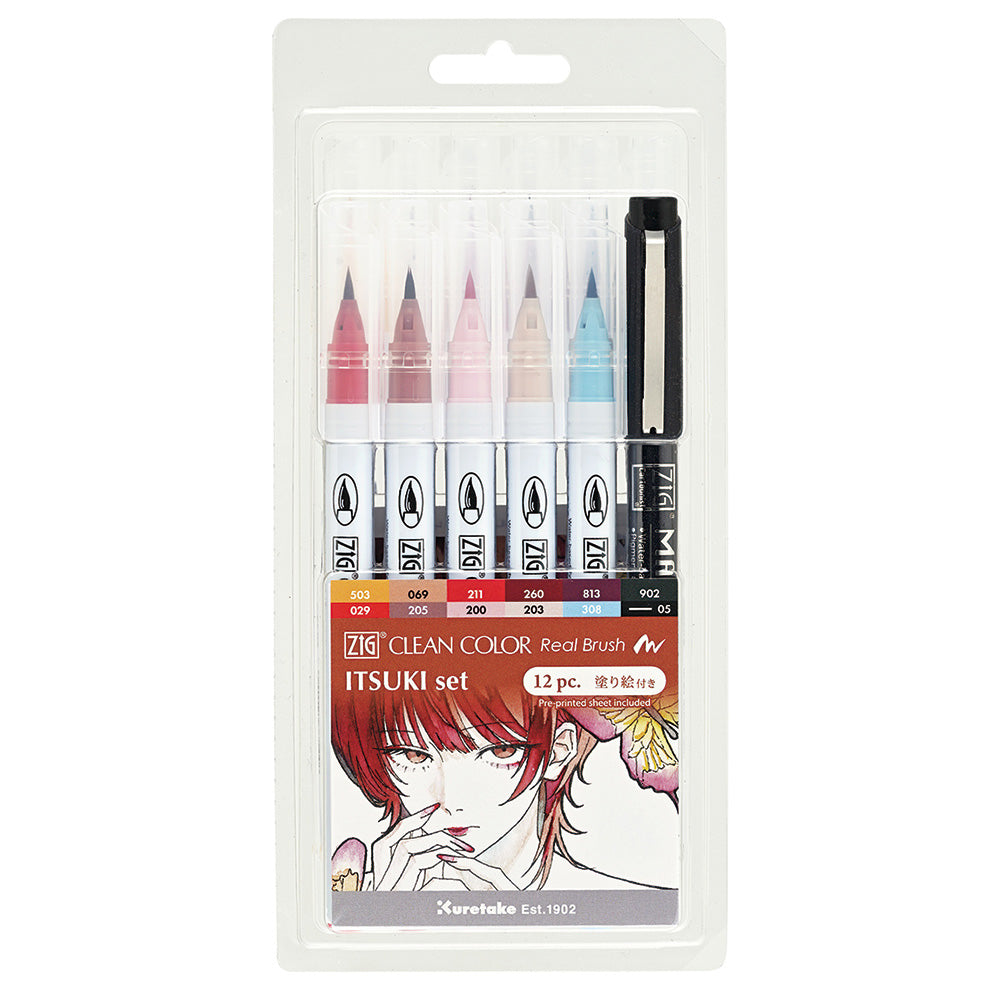 ZIG CLEAN COLOR Real Brush x Itsuki 12-Color Set (RB-6000AT/12V/AC01)