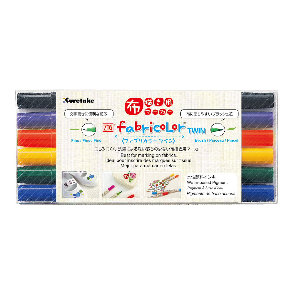 ZIG Fabricolor Twin 6 Color Set (TC-4000A/6V)