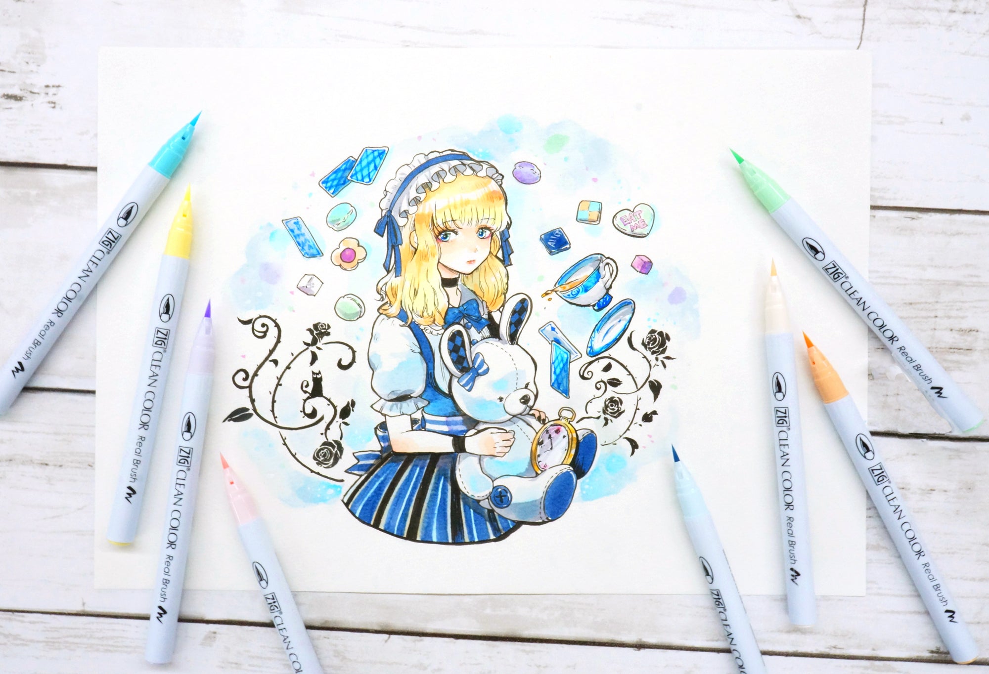 Kuretake ZIG CLEAN COLOR Real Brush Pen 90 Color Set (RB-6000AT/90V)