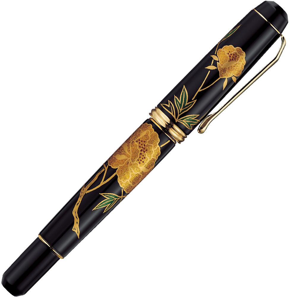 Kuretake Fountain Pen Yume Ginga Yamanaka Lacquerware Maki-e: Hanayagi no Botan (Peonies in Bloom) (DBA140-9)