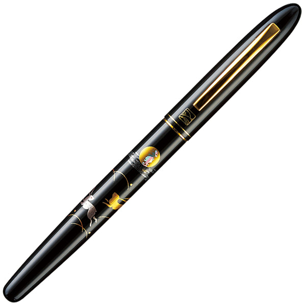 くれ竹手紙ぺん 蒔絵物語 うさぎ 黒 (ER186-510)