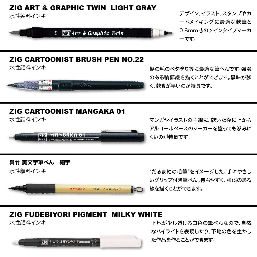 ZIG ILLUSTRATION BASIC SET2 筆ぺん 5V IKTB-21/5V