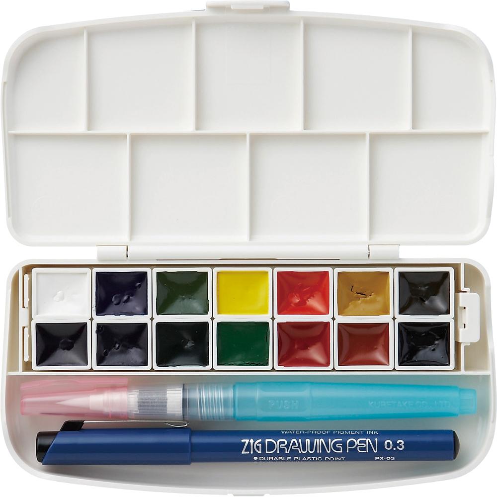 Kuretake Transparent Watercolor Set, 14 Colors (KG301-1)
