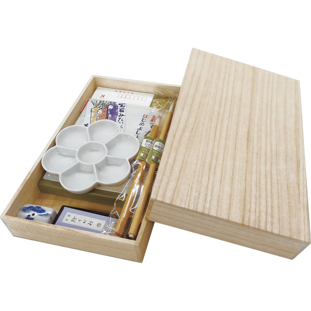 [ABANDONNÉ] Kuretake Gansai Tambi, set de peinture pour cartes, boîte en bois de paulownia MC22-7
