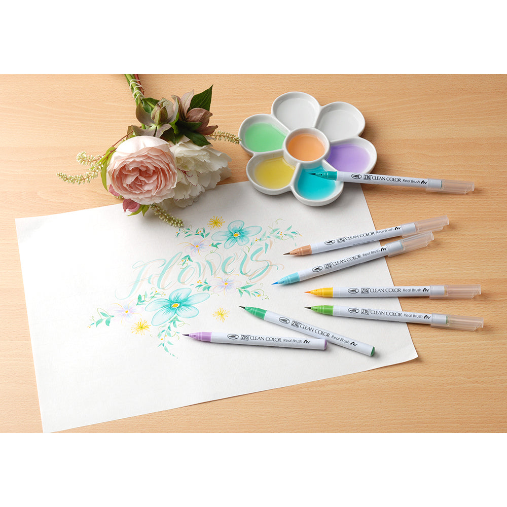 Kuretake ZIG CLEAN COLOR Real Brush Pen 90 Color Set (RB-6000AT/90V)