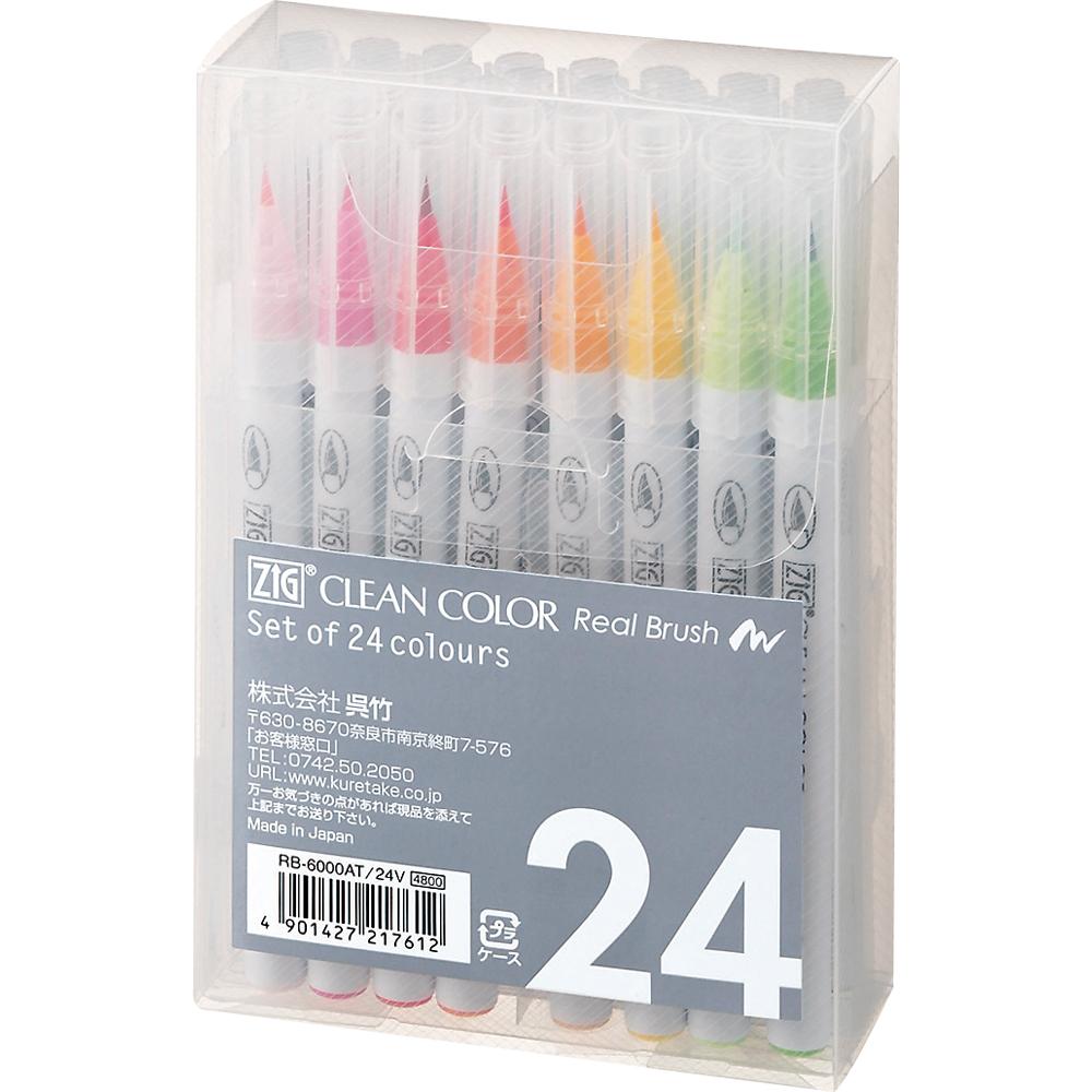 Kuretake ZIG CLEAN COLOR Real Brush, 24 Color Set (RB-6000AT/24V)