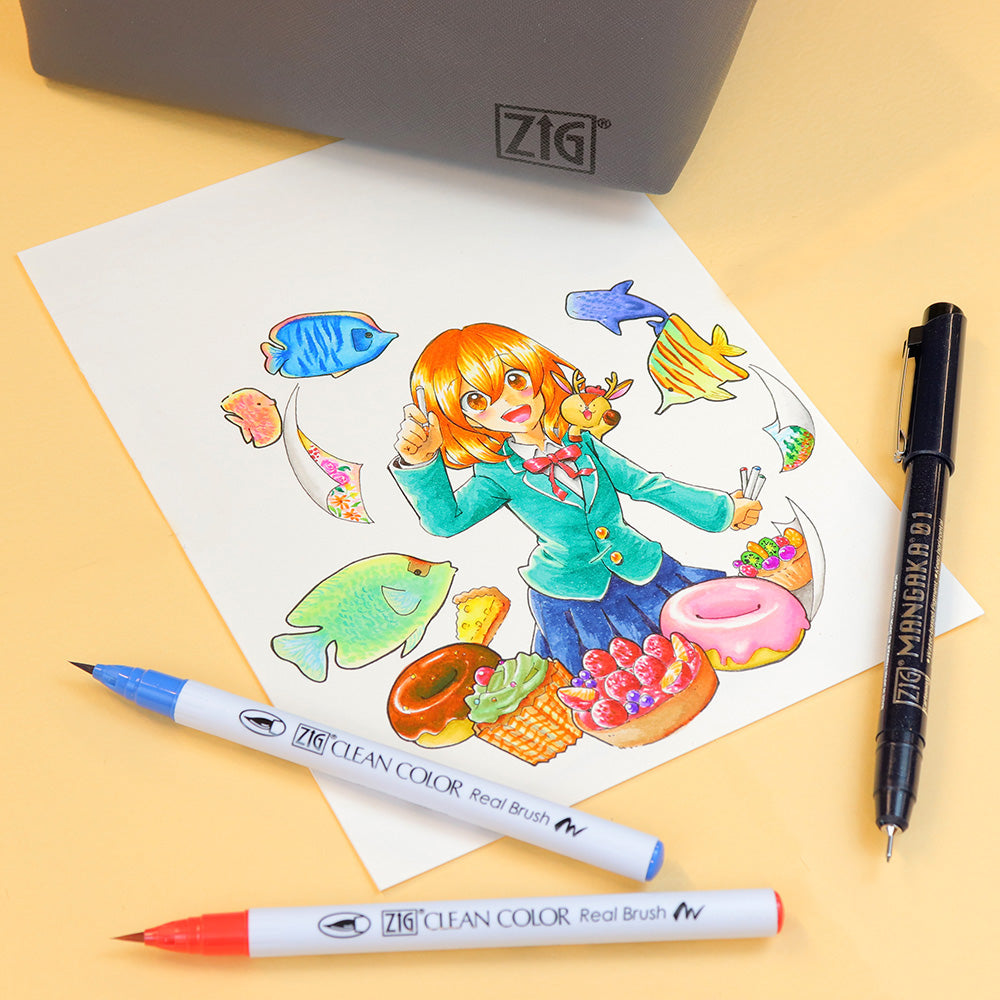Real Brush + MANGAKA Pouch Set Large (RBCN160/39V)