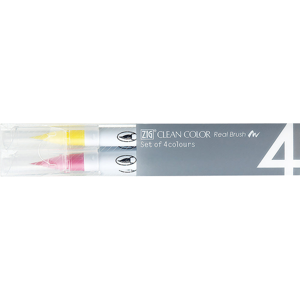 ZIG Kuretake Clean Color Real Brush 4 Color Set B Pop Color (RB-6000AT/4VB)